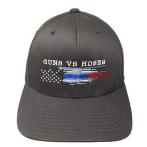 Flexfit Yupoong Guns vs Hoses Gray XL Baseball Cap Hat Embroidered Fitted Logo